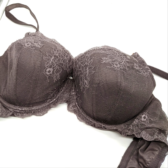 38DD Gray Lace Bra with Rose Gold Hardware and Corset Details - Picture 1 of 5